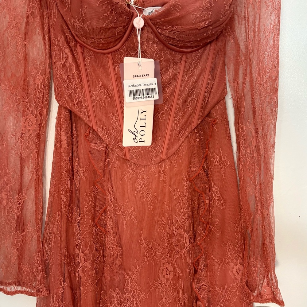 Oh Polly Rust Lace Corset Dress - Picture 2 of 4